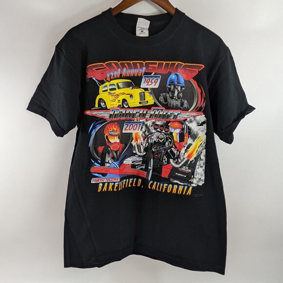 Vintage 2001 Y2K Mens L Drag Racing T-Shirt Goodguys 42nd March Meet Fomoso CA - Picture 1 of 7